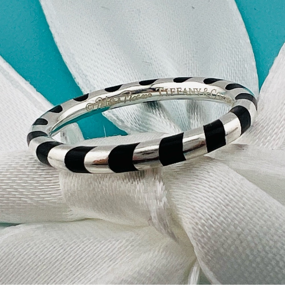 Tiffany Black Enamel Striped Ring